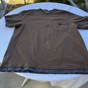Hawx Mens Brown Work Gear Crew Neck Short Sleeve Front Pocket Pullover T Shirt